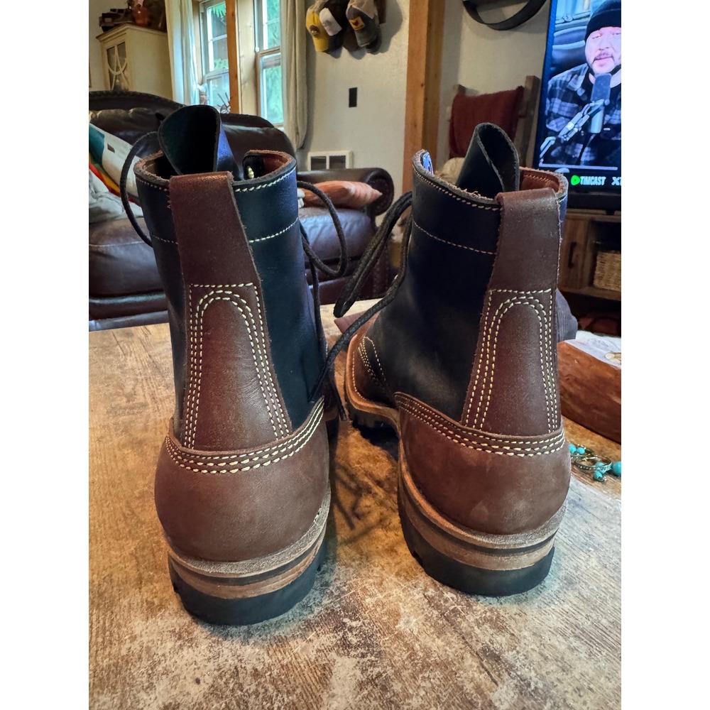 Kulien Shoes Custom PNW Boots Mens 10 D Black Brown Roughout Vibram Fire & Ice - Picture 11 of 14